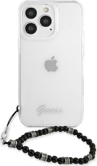 Mbulesë telefoni Guess GUHCP13LKPSBK, për iPhone 13 Pro 6.1", hardcase transparente, me perla, e zezë