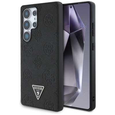 Kapak telefoni Guess Grained Hot Stamp Peony, për Samsung Galaxy S25 Ultra, MagSafe, i zi