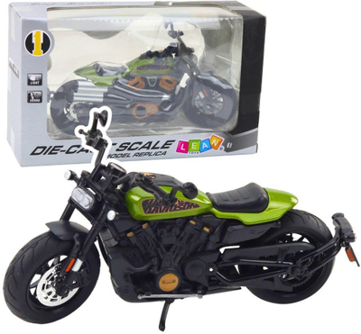 Model motori chopper Metal me drita e zëra, shkallë 1:12, i zi me jeshile