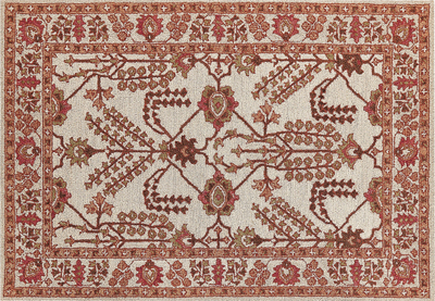 Tapet leshi ADILCEVAZ, 160 x 230 cm, stil oriental, portokalli me bezhë