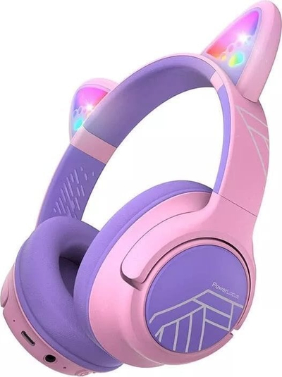 Kufje wireless PowerLocus Bobo Cat Ears, rrethveshi, lejla me rozë