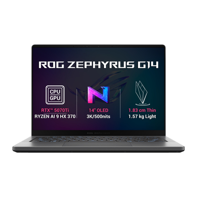 Laptop ASUS ROG Zephyrus G14 (GA403WR‑NEBULA109X), 14" 3K OLED, Ryzen AI 9 HX 370, RTX 5070 Ti, 32 GB RAM, 1 TB SSD, i hirtë