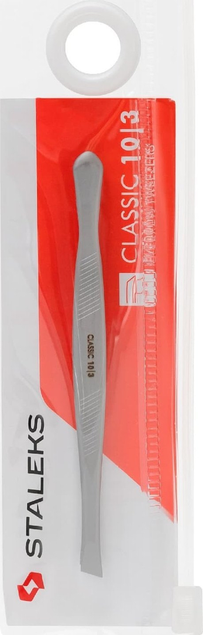 Pincet për vetulla P-02, 9 cm, me kuti mbrojtëse PVC, ngjyrë argjendi