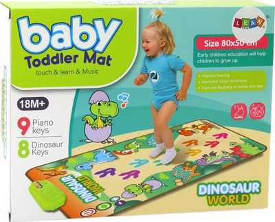 Tapet muzikor për fëmijë Leantoys Dance Mat Dinosaurs, interaktiv, me drita dhe tinguj, shumëngjyrësh