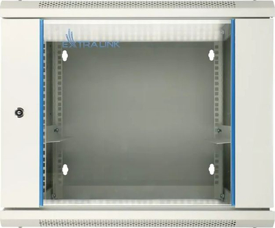 Kabinet muri ExtraLink 19" 12U EX.12912, metalik, me derë xhami, gri