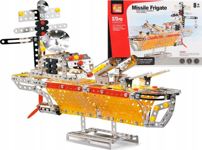 Lodër ndërtimi Alloy Toys Missile Frigate, set metalik, 373 pjesë, me shumë ngjyra