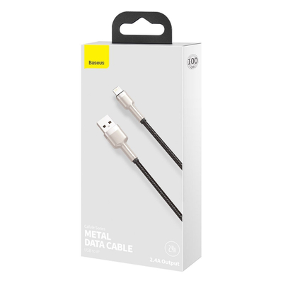 Kabllo karikimi Baseus Cafule Metal, USB në Lightning, 1m, 2.4A, i zi