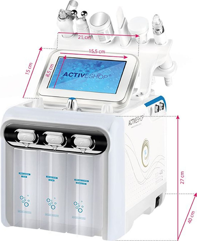 Aparat pastrimi për fytyrën Hydrogen H2 6n1, me radiofrekuencë edhe ultrazë, i bardhë