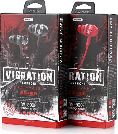 Kufje in-ear Remax RM-900F, me mikrofon, vibrim për gaming, të kuqe