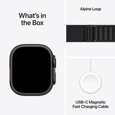 Apple Watch Ultra 3 Cellular 49mm Black Titanium Case with Black Alpine Loop, Small