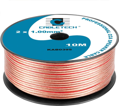Kabllo audio speaker, 2x1mm, rol 10m, transparente