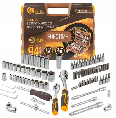 Set veglash me gypa dhe çelësa 94 pjesë, 1/4" dhe 3/8", 4-22mm