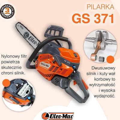 Sharrë me zinxhir Oleo-Mac GS 371, 2.6 HP, 35.2 cm³, 33 cm