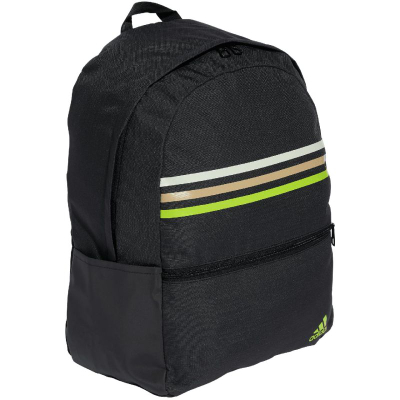 Çantë shpine Adidas Classic Horizontal 3 Stripes, me pencil case, 100% poliester i ricikluar, e zezë