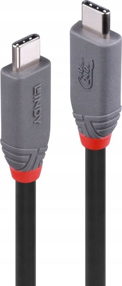 Kabllo USB C Lindy Anthra Line, USB4 40Gbps, 0.8m, 240W, gri