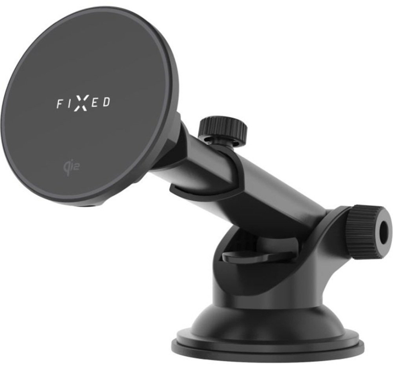 Mbajtës magnetik për makinë Fixed MagRound 2 XL, krah i rregullueshëm, bazë me vakum, i zi