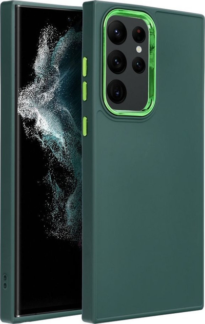 Mbështjellës telefoni Frame për Samsung S22 Ultra, TPU, kornizë e fortë, i gjelbër