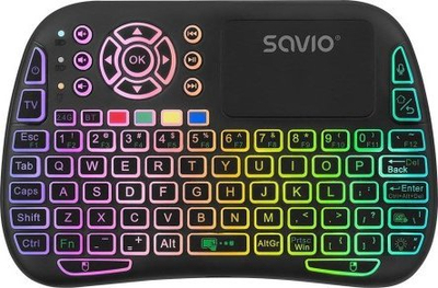 Tastierë pa tela Savio KW-04, mini, RGB, e zezë