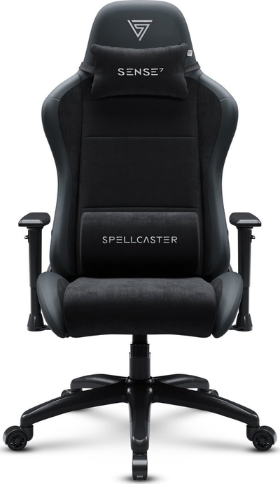 Karrige gaming SENSE7 Spellcaster, material tekstili, mbështetëse krahësh të rregullueshme, RGB, e zezë