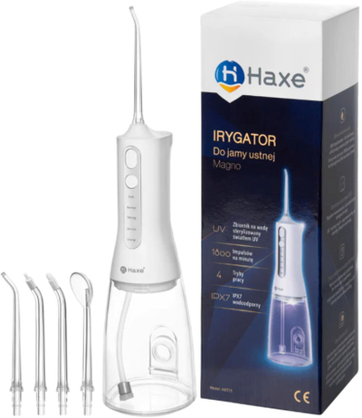 Орален иригатор Haxe Magno HX715, безжичен, 4 глави, бел