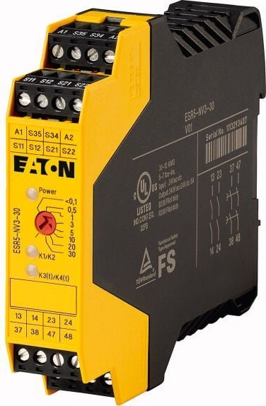 Relé sigurie Eaton ESR5-NV3-30, 3NO, 24V DC, e verdhë