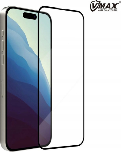 Xham mbrojtës Vmax Tempered Glass 9D për iPhone 16 Plus 15 Plus 6.7", 9H, kornizë e zezë