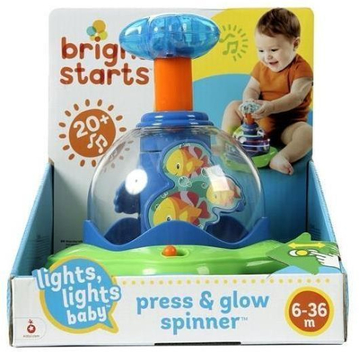 Интерактивна играчка Bright Starts Press and Glow Spinner, со светла и музика, повеќебојна