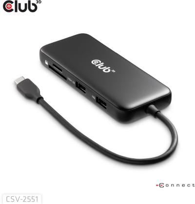 Докинг станица Club3D 8-in-1 USB Type-C, HDMI DP 8K, Power Delivery 100W, сива