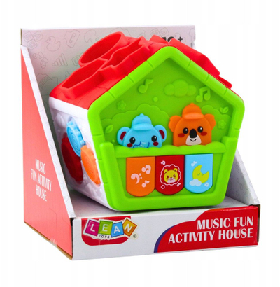 Lodër edukative interaktive shtëpi sorter, muzikore, plastike, e gjelbër