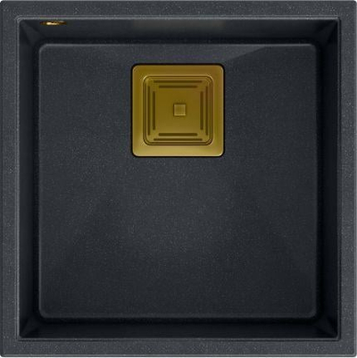 Lavaman kuzhine Quadron DAVID 40 GraniteQ, montim undermount, black diamond me elemente të arta