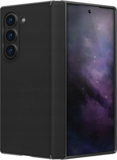 Maskë mbrojtëse UNIQA Ora për Samsung Galaxy Z Fold6, hardcase, lëkurë ekologjike, e zezë