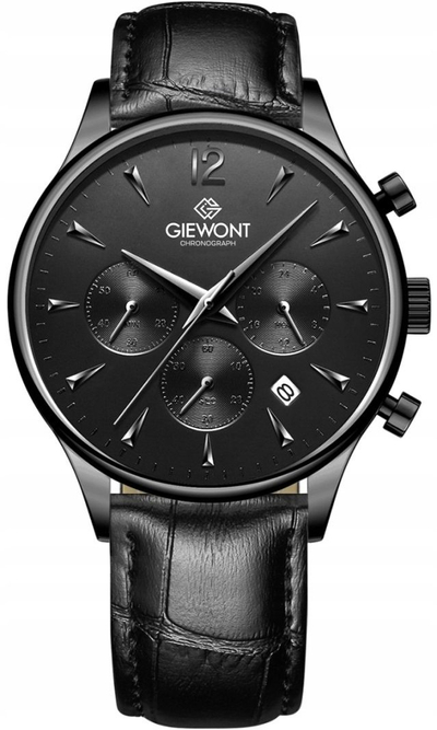 Orë burrash Giewont GW6310-A1, kronograf quartz, xham safir, e zezë