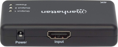 Ndarës HDMI Manhattan 4K me 2 porta, 30Hz, i zi