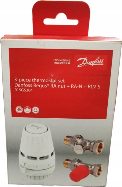 Set valvule termostatike Danfoss Regus RA-N RLV-S, drejt, e bardhë