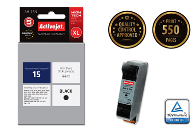 Ngjyrë për printer Activejet AH-15N (zëvendësim për HP 15 C6615N), 44 ml, e zezë