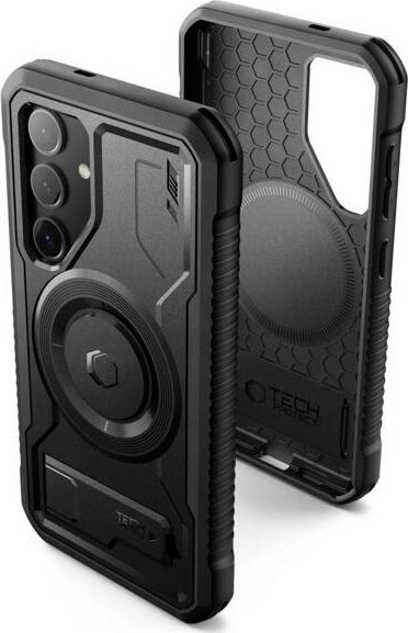 Futrollë Tech-Protect Kevlar MagSafe+ Galaxy S24, armor, me këmbë stand, e zezë