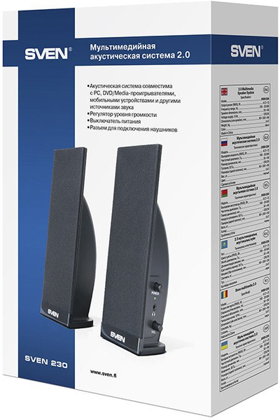 Kaltësat PC Sven 230, stereo, me kabllo, të zinj