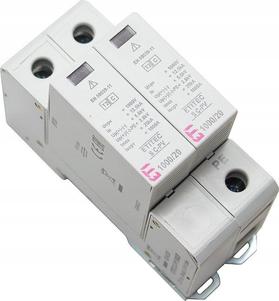 Mbrojtës nga mbingarkesa Etitec S C-PV 600/20, 600V DC, 20kA, i bardhë