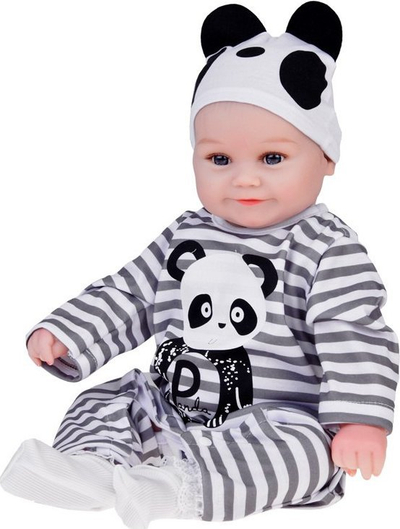 Kukull çun me trup të butë, 45 cm, me pizhamë panda
