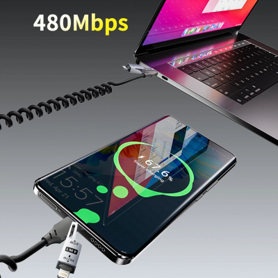 Kabllo USB Dudao L20 Pro 4 në 1, 1.5m, 65W, e zezë