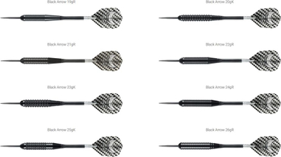 Стрелки дарт Harrows Black Arrows, стоманена врвка, 20g, црни