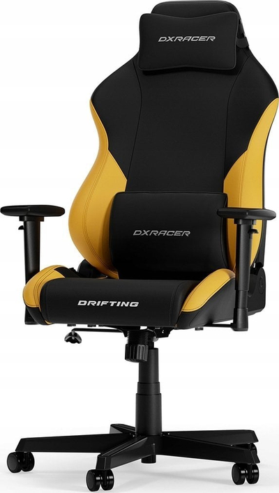 Karrige gaming DXRacer Drifting XL, deri 150kg, me jastëkë lumbal, e zezë verdhë