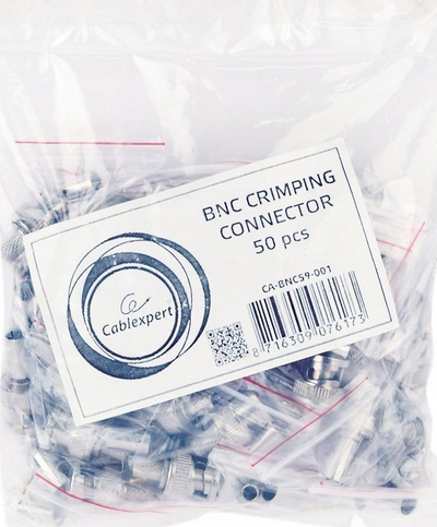 Konektor BNC Cablexpert CA-BNC59-001, RG-59, set 50 copë, ngjyrë argjendi