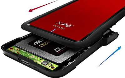 Kuti e jashtme për disk 2.5" ADATA EX500, SATA në USB 3.1, e kuqe