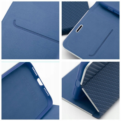 Футрола Vennus Book Carbon за Samsung Galaxy A06, магнетна, со џеб за картички, црна