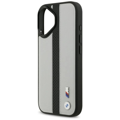 Këllëf telefoni BMW M Perforated Stripe MagSafe për iPhone 17, eko lëkurë, përputhet me MagSafe, gri