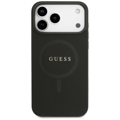 Kapak telefoni Guess Saffiano Classic Logo MagSafe, për iPhone 17 Pro Max, i zi