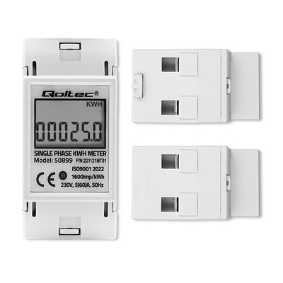 Matës energjie Qoltec Single phase electronic meter, 230V, LCD, për shina DIN