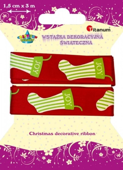 Set fjongo dekorative Titanium Xmas DD146, 1.5cm/3m, e kuqe