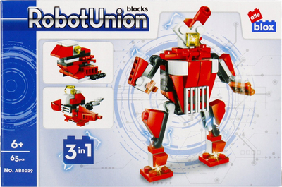 Blloqe ndërtimi Alleblox RobotUnion, 65 copa, 3 në 1, të kuqe